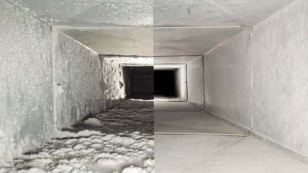 Before and after air duct cleaning comparison